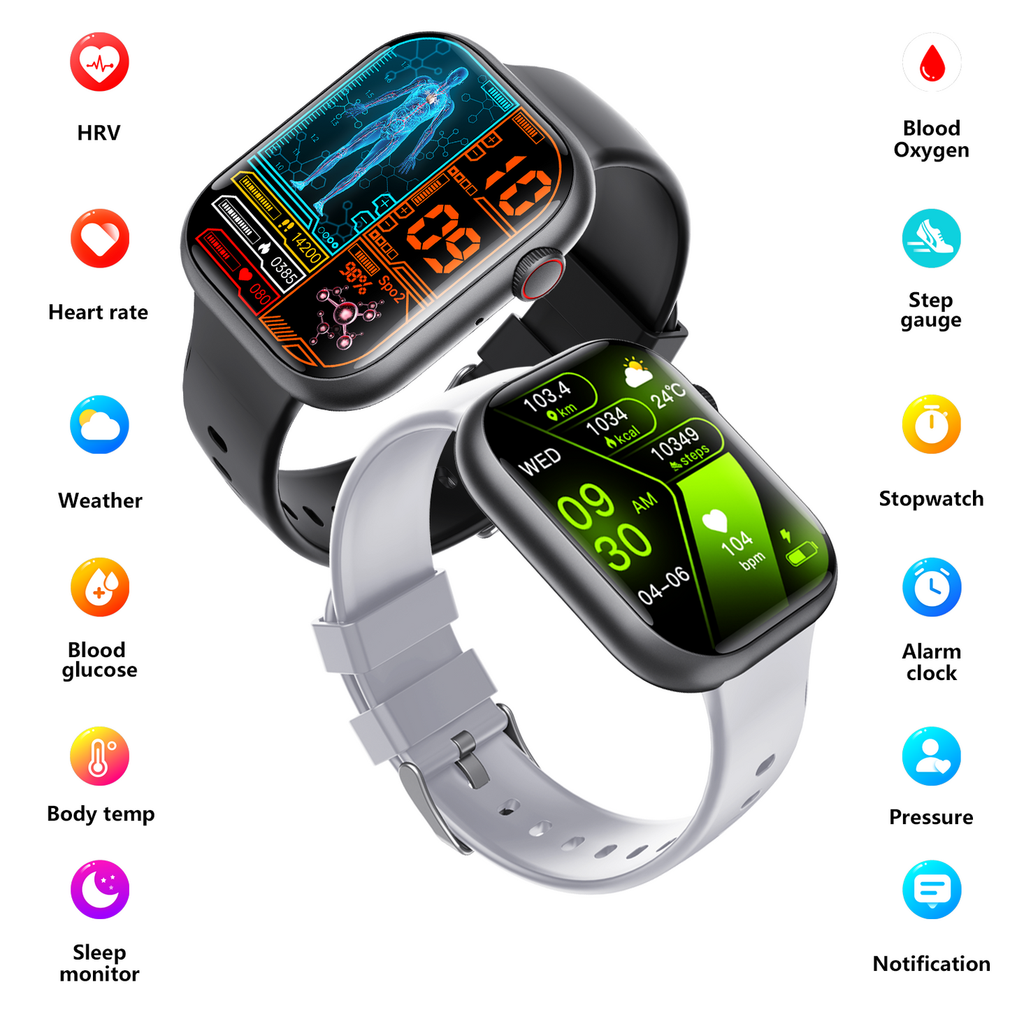 Smart Watch for Men Women Health: blood sugar monitor blood lipids Uric acid-2